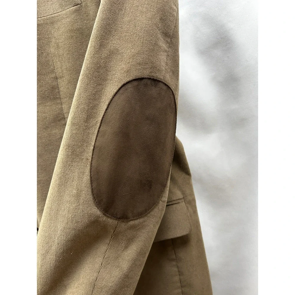 Lauren Ralph Lauren Corduroy Sport Coat Blazer Mens 44L‎ Brown Elbow Patches